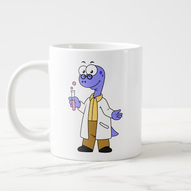 Caneca De Café Grande Ilustração De Um Químico Brontossauro. (Esquerda)