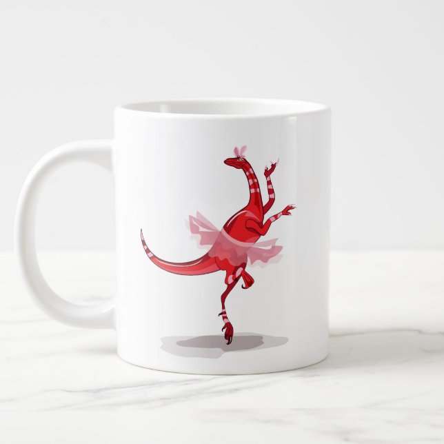 Caneca De Café Grande Ilustração De Um Raptor De Ballerina. (Esquerda)