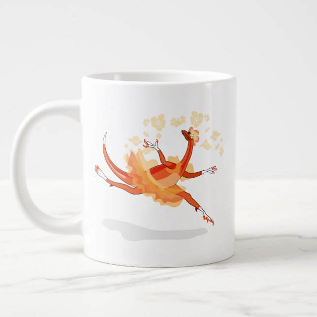 Caneca De Café Grande Ilustração De Um Raptor De Ballerina. 2 (Esquerda)