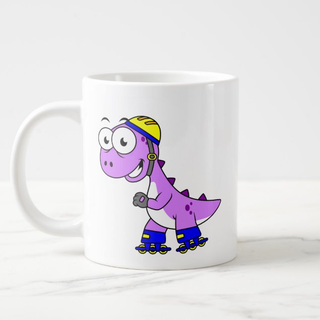 Caneca De Café Grande Ilustração De Um Tyrannosaurus Rex De Pé. (Esquerda)