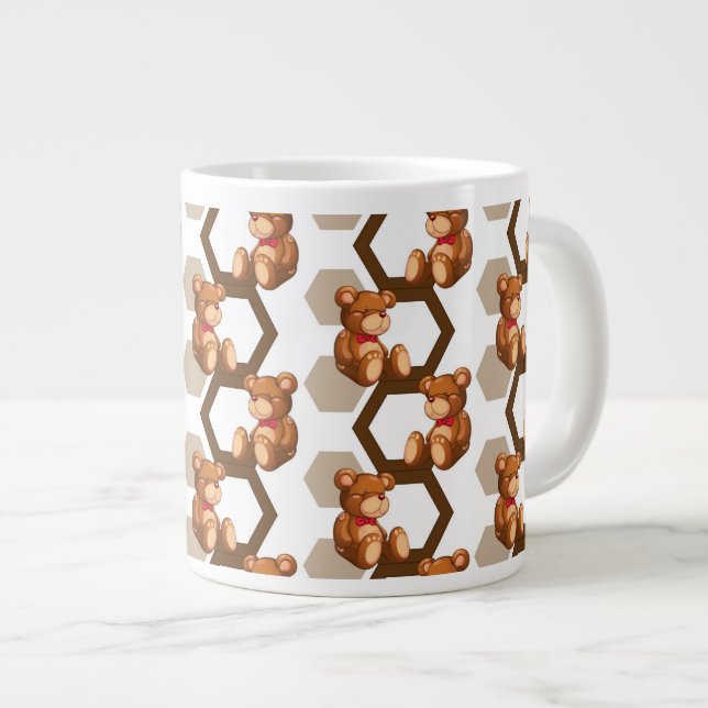 Caneca De Café Grande ilustração de uma série de ursinhos de pelúcia sob (Frente Esquerda)