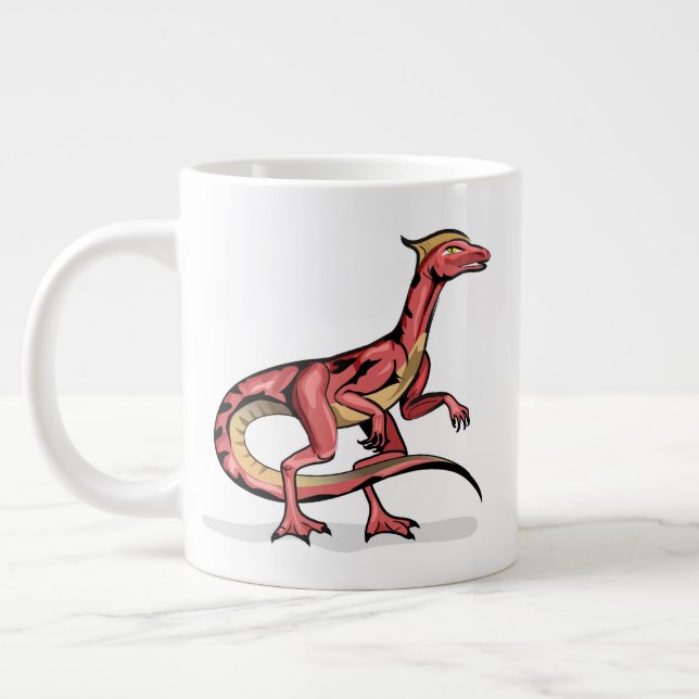 Caneca De Café Grande Ilustração De Velociraptor. (Esquerda)
