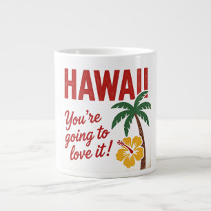 Caneca De Café Grande Ilustração de Viagem das Ilhas Havaianas Vintage R
