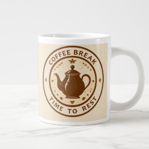 Caneca De Café Grande Ilustração Elegante de Bule de Chá para Pausa de C