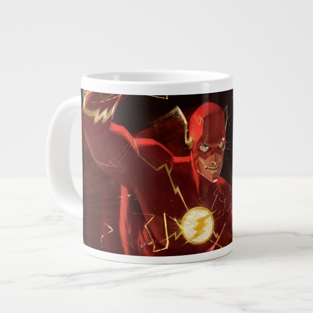 Caneca De Café Grande Ilustração Flash de Crise Infinita (Frente Esquerda)