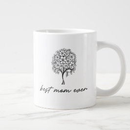 Caneca De Café Grande Ilustração Floral de Árvore Melhor Mãe do Mundo