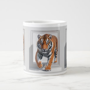 Caneca De Café Grande Ilustração Majestosa de Tigre 3D   Hyper-Realístic