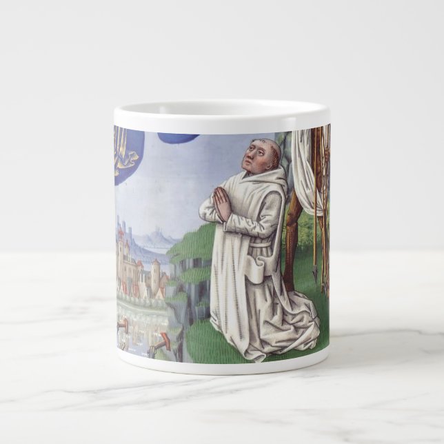 Caneca De Café Grande Ilustração Medieval de São Bernardo de Claraval (Frente)