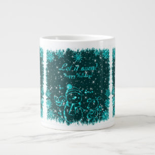Caneca De Café Grande Ilustração Neve Preta E Azul - Deixar Neve