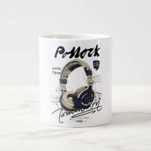 Caneca De Café Grande Ilustração Urbana de Fones de Ouvido Retro