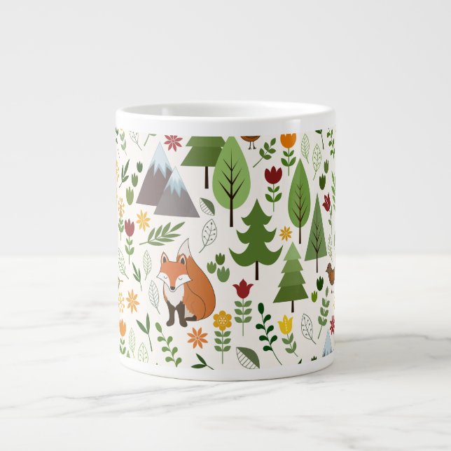Caneca De Café Grande Ilustrações do estilo escandinavo em Cream (Frente)