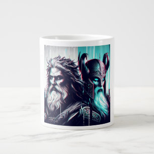 Caneca De Café Grande  image of the gods zeus and odin togethe