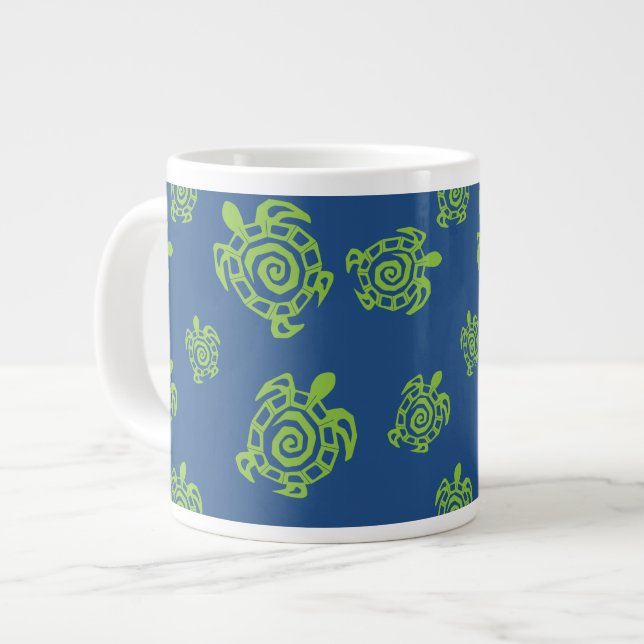 Caneca De Café Grande Impressão azul e verde (Frente Esquerda)