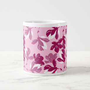Caneca De Café Grande Impressão botânica de magnólia rosa