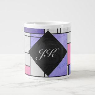 Caneca De Café Grande Impressão branco roxo mondriano