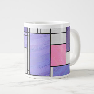 Caneca De Café Grande Impressão branco roxo mondriano