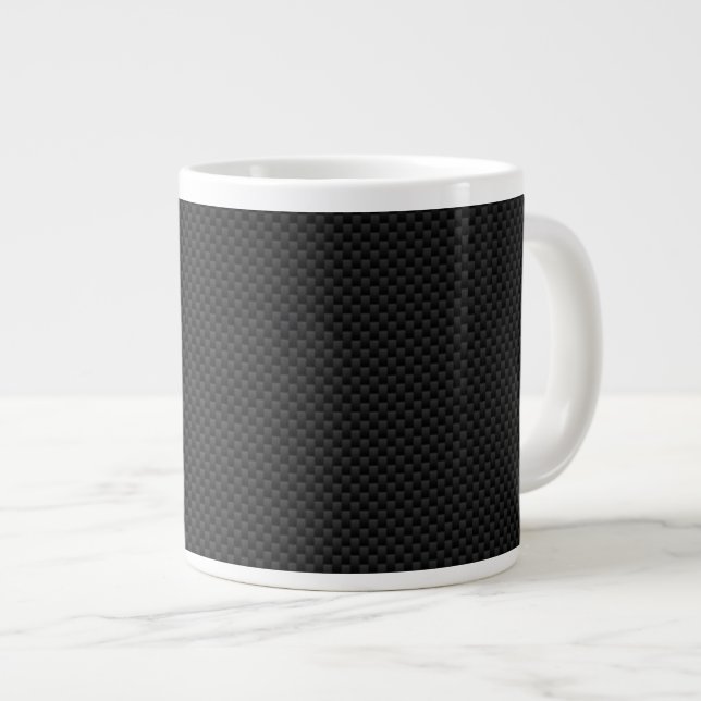 Caneca De Café Grande Impressão de fibra de carbono preto (Frente Esquerda)