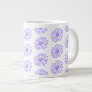 Caneca De Café Grande Impressão de Flor de Daisy Purple Pastel, Hippie F