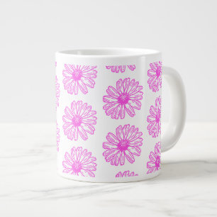 Caneca De Café Grande Impressão de Flor de Margarida Ultra-Rosa, Hippie