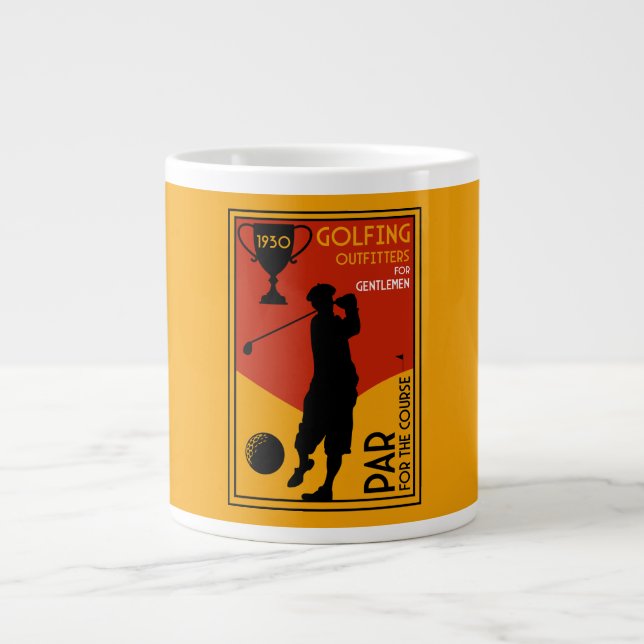 Caneca De Café Grande impressão de Golfe Clássico de 1930 (Frente)