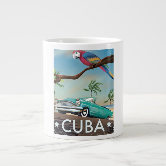 Caneca De Café Grande Impressão de viagem retrô vintage de Cuba (Frente)
