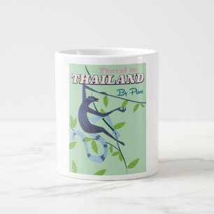 Caneca De Café Grande Impressão de viagem vintage de macaco da Tailândia