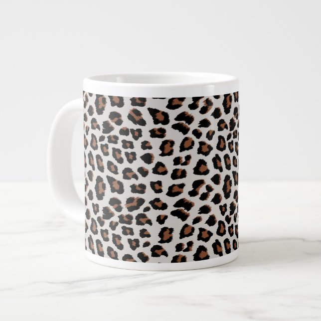 Caneca De Café Grande Impressão Leopardo (Frente Esquerda)