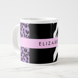 Caneca De Café Grande Impressão Leopardo, Impressão Zebra, Roxo, Seu Nom