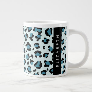 Caneca De Café Grande Impressão Leopardo, Manchas, Leopardo Azul, Seu No