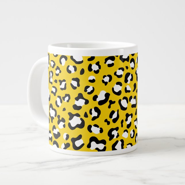 Caneca De Café Grande Impressão Leopardo, Manchas Leopardo, Leopardo Ama (Frente Esquerda)