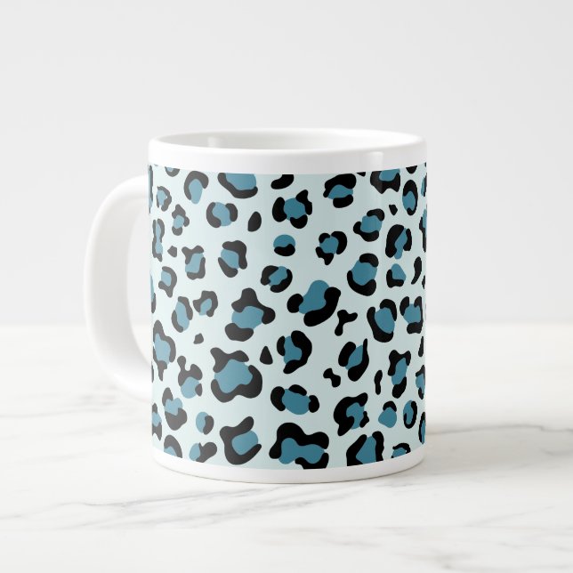 Caneca De Café Grande Impressão Leopardo, Manchas Leopardo, Leopardo Azu (Frente Esquerda)