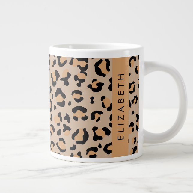 Caneca De Café Grande Impressão Leopardo, Manchas, Leopardo Marrom, Seu  (Direita)