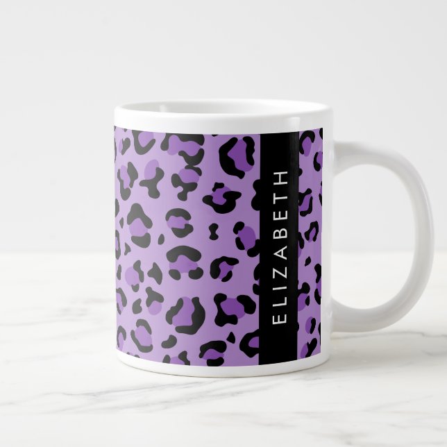 Caneca De Café Grande Impressão Leopardo, Manchas, Leopardo Roxo, Seu No (Direita)