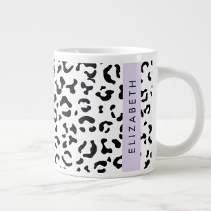 Caneca De Café Grande Impressão Leopardo, Manchas, Preto E Branco, Seu N