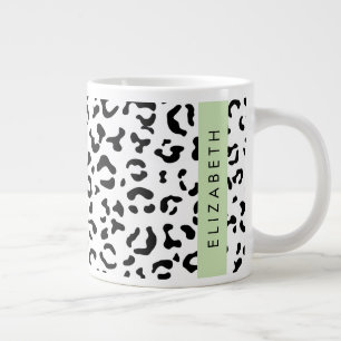 Caneca De Café Grande Impressão Leopardo, Manchas, Preto E Branco, Seu N