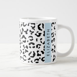 Caneca De Café Grande Impressão Leopardo, Manchas, Preto E Branco, Seu N