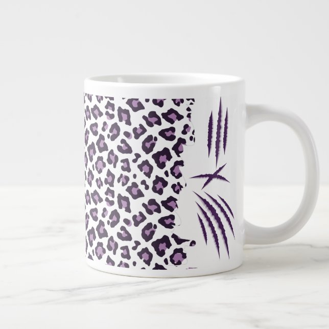 Caneca De Café Grande Impressão Leopardo Roxo-Claro (Direita)