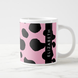 Caneca De Café Grande Impressão, Pontos De Vaca, Vaca Rosa, Seu Nome