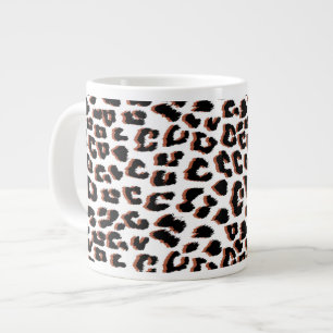 Caneca De Café Grande Impressão Preta Castanho e Leopardo Branco