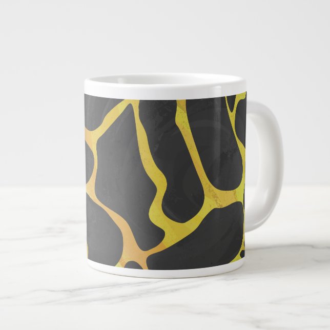 Caneca De Café Grande Impressão Preto e Amarelo de Girafa (Frente Esquerda)