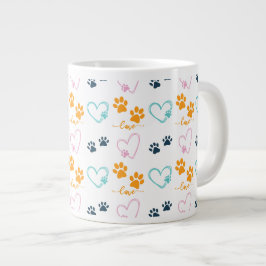 Caneca De Café Grande Impressões de Patinhas Amante de Cachorro Fofo