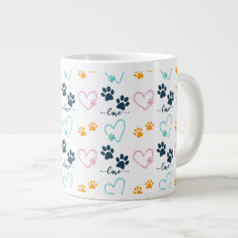 Caneca De Café Grande Impressões de Patinhas de Amante de Cachorro Fofo