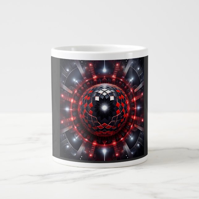 Caneca De Café Grande Incríveis Explosões de Estrela de Mandelbrot Xadre (Frente)