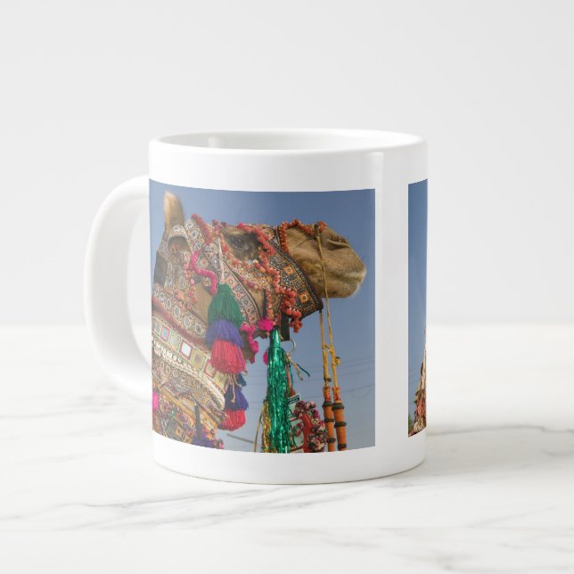 Caneca De Café Grande ÍNDIA, Rajasthan, Pushkar: FEIRA DE CAMELÔS DE PUS (Frente Esquerda)