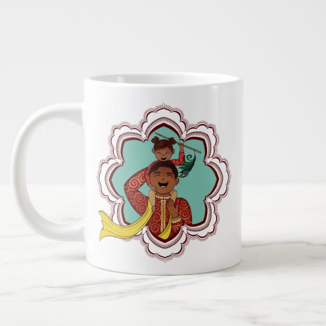 Caneca De Café Grande Indian Dad carrying his daughter on his shoulders (Esquerda)