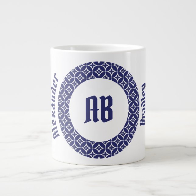 Caneca De Café Grande Indigo Blossom Ring Jumbo Mug (Frente)