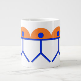 Caneca De Café Grande Índigo Homem Azul e Sol Laranja