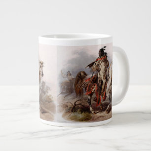 Caneca De Café Grande Índio negro no cavalo árabe sendo perseguido
