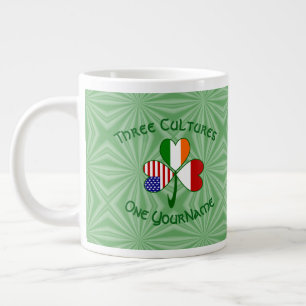 Caneca De Café Grande Indonésia Irlanda EUA Sinalizador Shamrock Persona