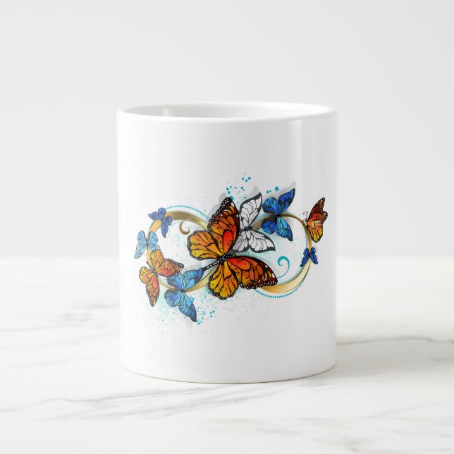 Caneca De Café Grande Infinidade de Borboletas Monarca (Frente)
